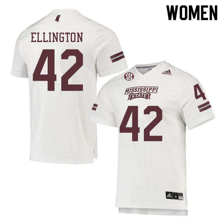 Women #42 Corey Ellington Mississippi State Bulldogs College Football Jerseys Sale-White